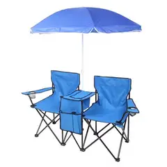 GENERICO - Set de Camping Plegable con Mesa, 2 Sillas y Sombrilla Portátil