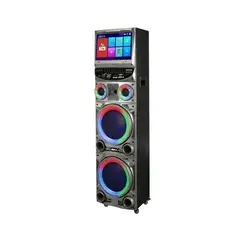 GENERICO - Cabina Parlante Karaoke Bluetooth con Pantalla Táctil, Control Remoto y 2 Micrófonos