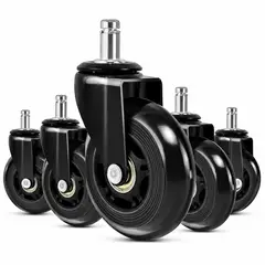 ONE PIXEL - Ruedas Para Silla Escritorio Tipo Roller Set 5 Universales Negras