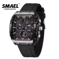 SMAEL - RELOJ ORIGINAL SILICONA DOBLE HORA 8109 SUMERGIBLE NEGRO