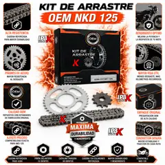 OEM - Kit Arrastre AKT NKD 125 Completo Cadena Reforzada