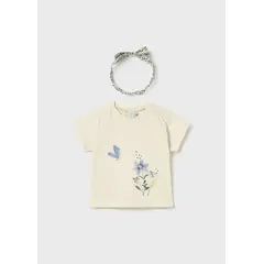 MAYORAL - Blusa con Balaca Mariposa y Flores Beige