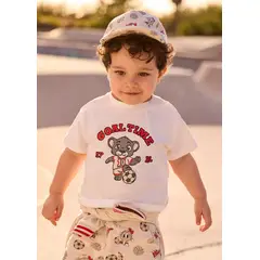 MAYORAL - Camiseta Estampado Oso Goal Time Blanco