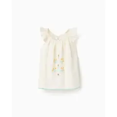 ZIPPY - Blusa Bordado Flor Beige