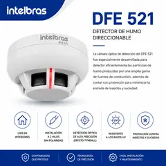 INTELBRAS - Detector de Humo Direccionable DFE 521 Óptico para Sistemas de Detección de Incendios
