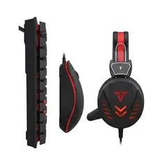GENERICO - Periféricos Gaming Combo Teclado Mouse Auriculares Membrana Base Biselada 10 Grados