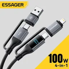 GENERICO - Cable Essager 4 en 1 USB-A/USB-C a USB-C/Lightning 2m