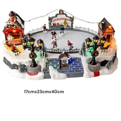 GENERICO - Villa Navideña Decorativa De Pista De Patinaje, Con Luz y Música Integradas