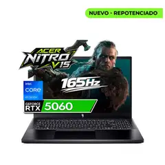 ACER - Portatil Gamer Nitro V15Core I7 13620H 64  1 TB SSD RTX 5060 8 GB Negro 15,6 FHD 165 Hz IPS