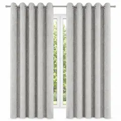 ONE PIXEL - Combo De Cortinas En Lino Grises Blackout Elegantes Con Ojales Plateados X2 UND