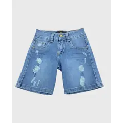 BEBE FELIZ - Bermuda Con Desgastes Denim Claro