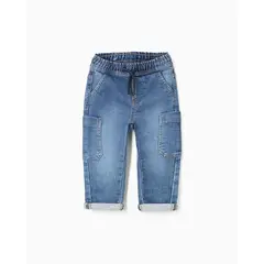 ZIPPY - Pantalón Resorte Jogger Bolsillo Denim Azul