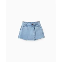 ZIPPY - Falda Short Flecos Denim Claro