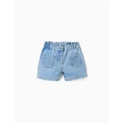 ZIPPY - Short Resorte Bolsillos Denim Claro