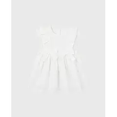 BEBE FELIZ - Vestido Moños Hoja Rota Blanco