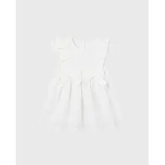 BEBE FELIZ - Vestido Moños Hoja Rota Blanco