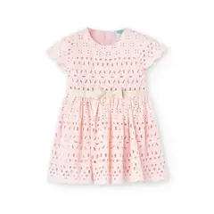 BOBOLI - Vestido Ojalillo Bordado Rosa