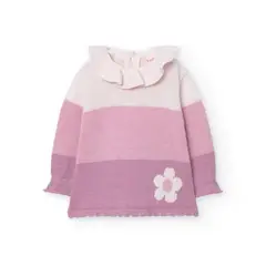 BOBOLI - Vestido Tricot Cuello rosa