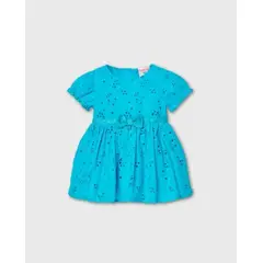 BOBOLI - Vestido Ojalillo Bordado Azul