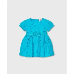 BOBOLI - Vestido Ojalillo Bordado Azul