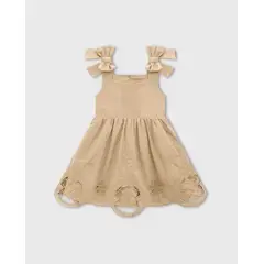 MILON - Vestido Bordado Flores Beige