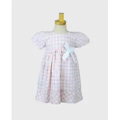 BEBE FELIZ - Vestido Rouse Cuadros Rosa