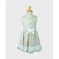 BEBE FELIZ - Vestido Cuadros Detalle Ojalillo Beige