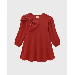 MILON - Vestido Manga Larga Moño Rojo