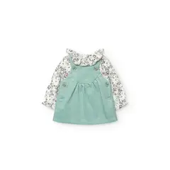 BOBOLI - Vestido Pana Flores Verde Menta