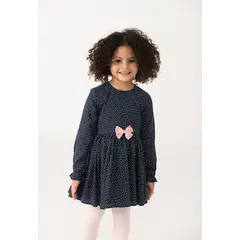 BOBOLI - Vestido Manga Larga Puntos Navy