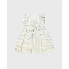 BEBE FELIZ - Vestido Moño Flores Bordado Beige