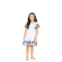 MILON - Vestido Lino Volantes Bordados Blanco