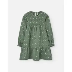 LOSAN - Vestido Flores Verde Oliva