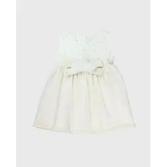 BEBE FELIZ - Vestido Con Velo Detalle Brillo Beige