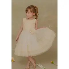 OTRAS MARCAS - Vestido Libros Bordado Beige