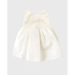 BEBE FELIZ - Vestido Camelia Detalle Pecho Flores Blanco