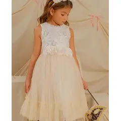 OTRAS MARCAS - Vestido Alma Cintura Flores Blanco