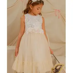 OTRAS MARCAS - Vestido Alma Cintura Flores Blanco