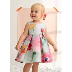 ABEL Y LULA - Vestido Mikado Estampado Flores Chicle Abel & Lula