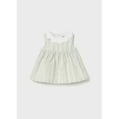 MAYORAL - Vestido Cuello Lino Rayas Beige