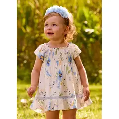 MAYORAL - Vestido Pecho Resortado Florar Azul