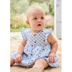 MAYORAL - Vestido Fresas Cuadros Azul