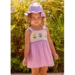 MAYORAL - Vestido Combinado Tricot Flores Lila