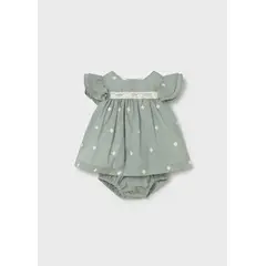 MAYORAL - Vestido Lino Bordado Flores Verde