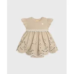 MILON - Vestido Detalle Flores Beige