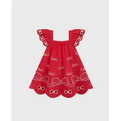 KYLY - Vestido Estampado Moños Rojo