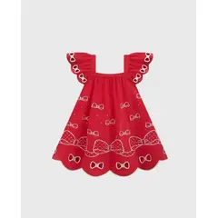 KYLY - Vestido Estampado Moños Rojo