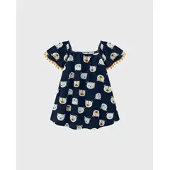 KYLY - Vestido Estampado Caras Animales Navy