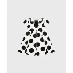 KYLY - Vestido Estampado Puntos Moño Negro