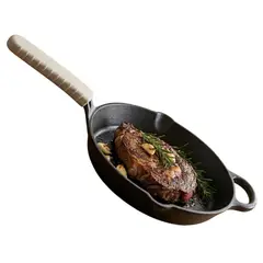 GENERICO - Sartén Gourmet Hierro Fundido 25cm Con Mango De Silicona Resistente y Multifuncional